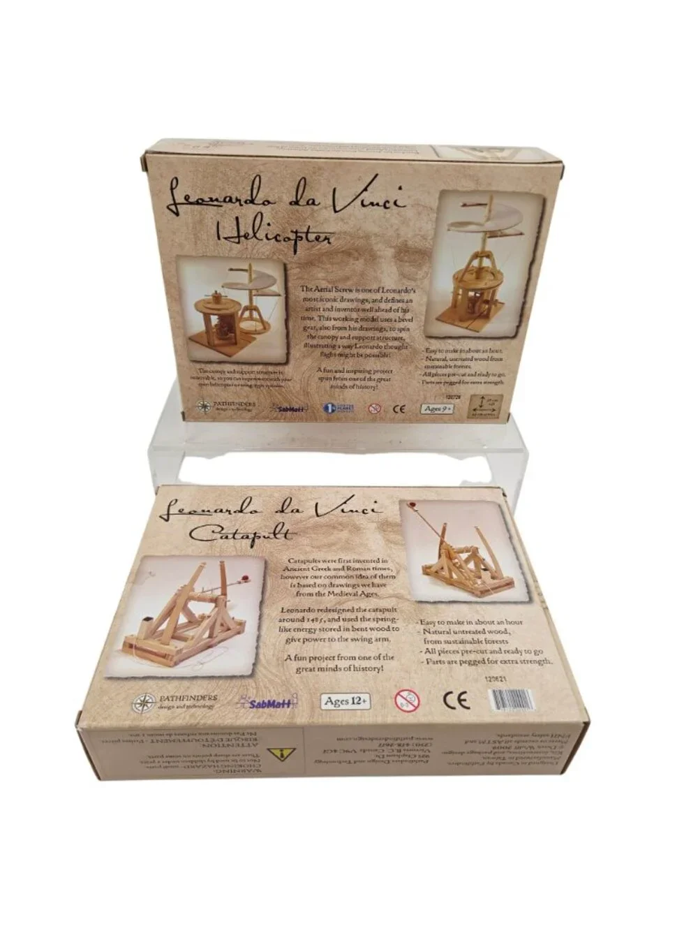 Leodardo da Vinci Catapult And Helicopter Wooden Construction Craft Kits NIB